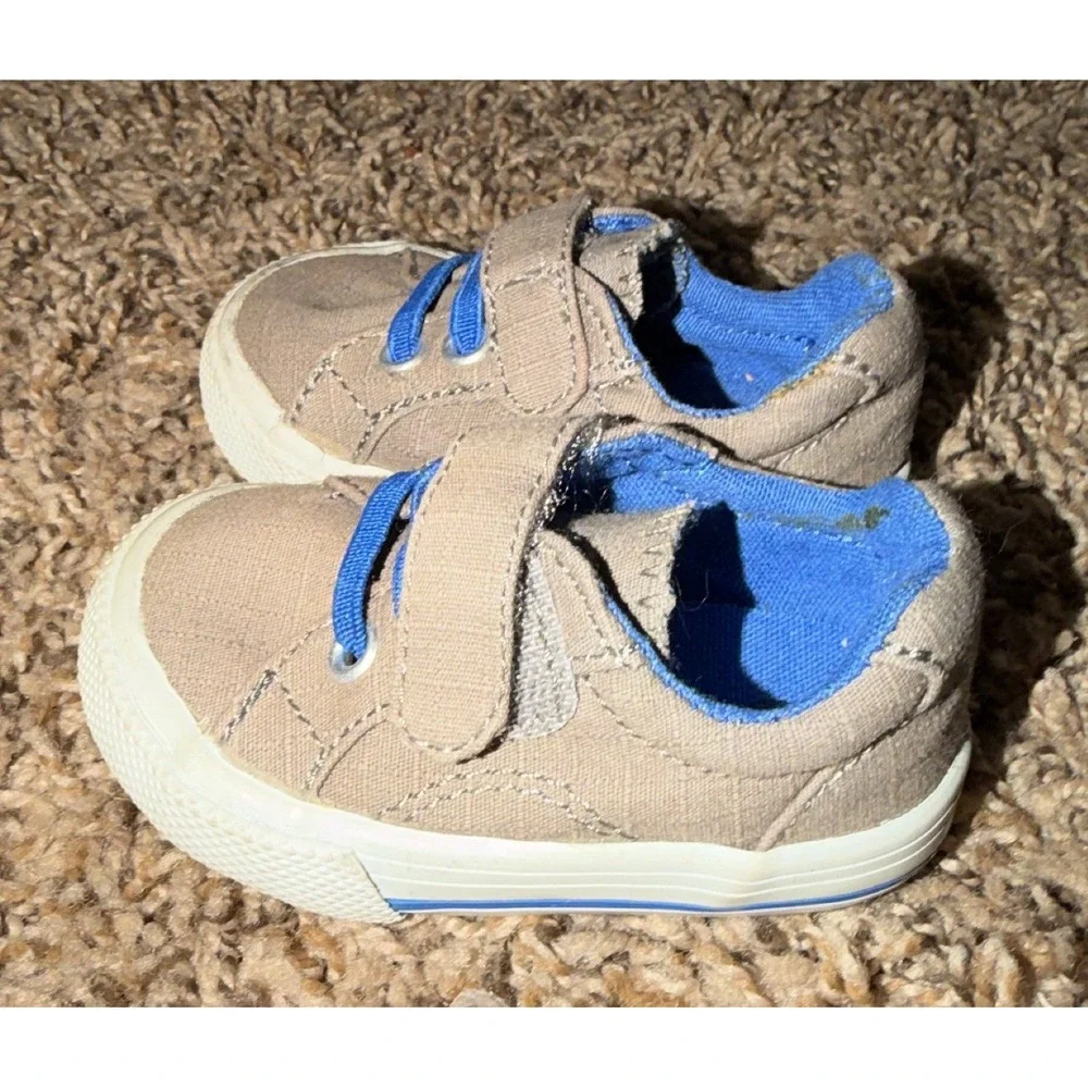 Oshkosh-Genuine Kids-Brown & Blue Canvas Sneakers Size 2